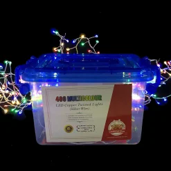 400 Led Connectable Copper Twisted Lights Multi Colour - Silver Wire