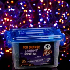 400 Led Connectable Icicle Lights - Orange Purple