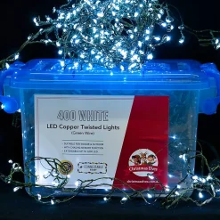 400 Led Copper Twisted Lights White - Green Wire