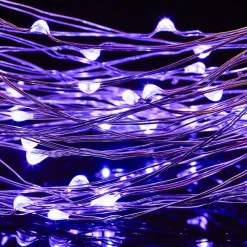 40 Led Copper Wire Battery Lights - Purple