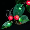 40 Led Red Green Holly Battery Lights - Green Wire
