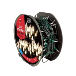 300 Led Retro Bulb Fairy Lights On Reel - Warm White - 20.9M