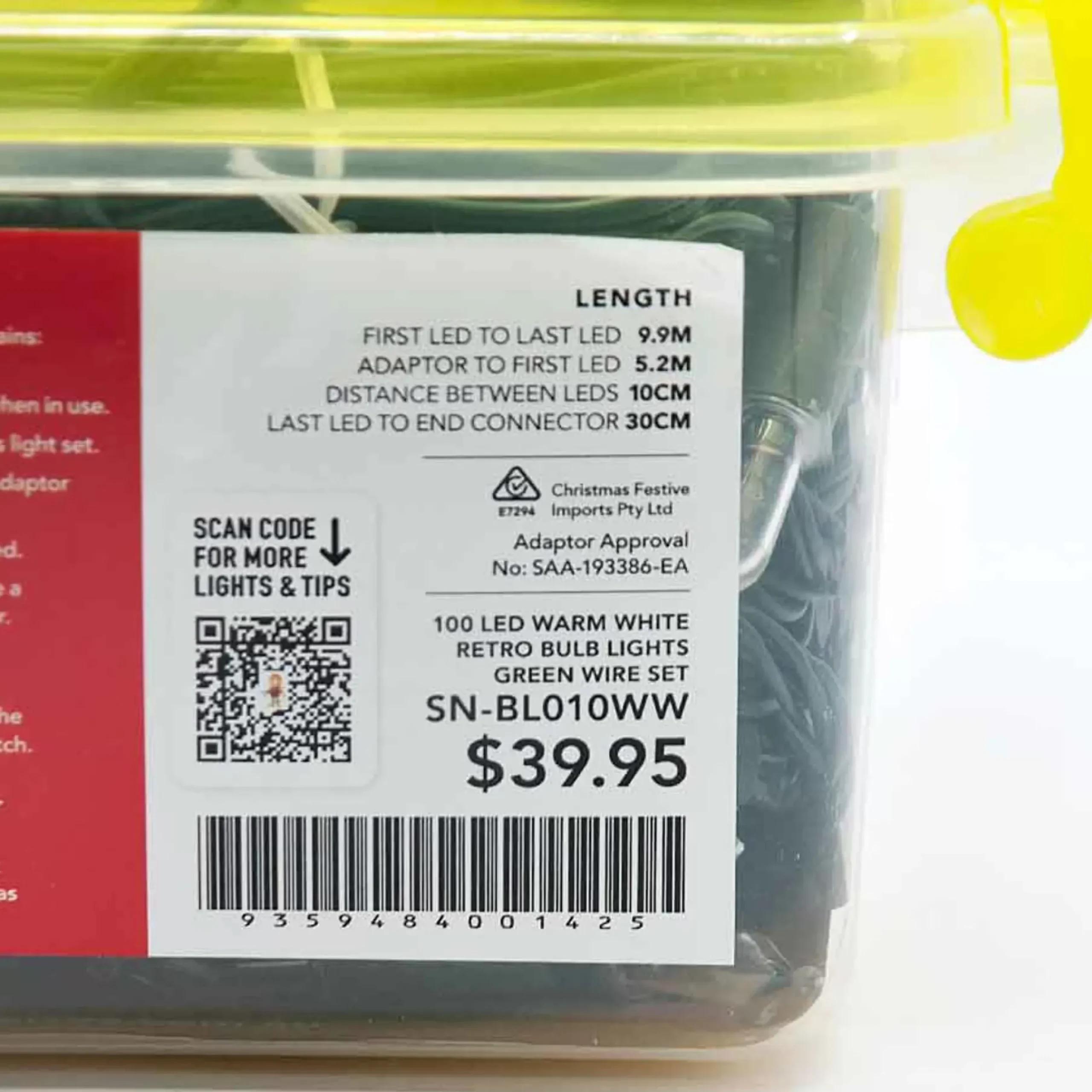 100 Led Retro Bulb Lightsi Warm White - Green Wire