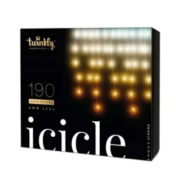 190 Led Twinkly App Controlled Smart Icicle Lights Warm White - Clear Wire