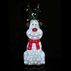 Acrylic Light Up Sitting Red Nose Reindeer - 91Cm