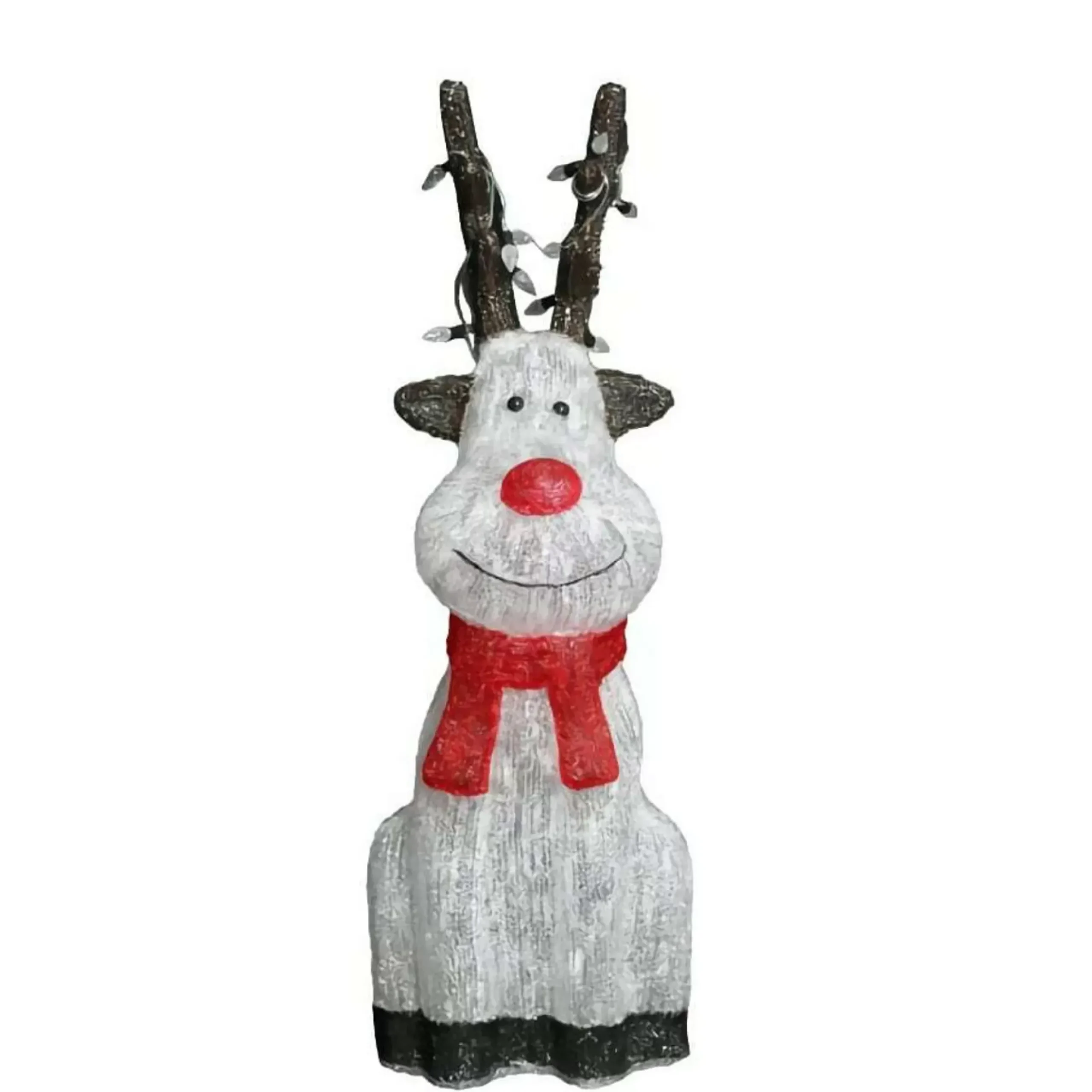 Acrylic Light Up Sitting Red Nose Reindeer - 50Cm