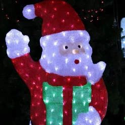 Acrylic Santa In Chimney With Gift Box - 118Cm