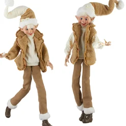 Beige Cozy Posable Christmas Elf (2 Styles) - 76Cm