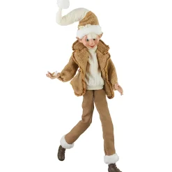 Beige Cozy Posable Christmas Elf (2 Styles) - 76Cm