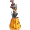 Black Cat On Light Up Pumpkin - 35.5Cm