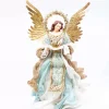 Blue Gold Standing Angel With Crown - 35Cm