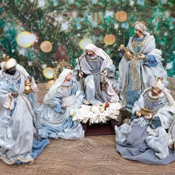 Blue Grey Matthias Nativity Set (Set Of 6) - 35Cm