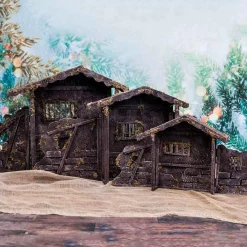 Brown Nativity Stable - 35Cm