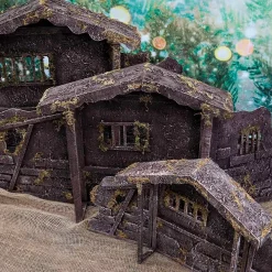 Brown Nativity Stable - 35Cm