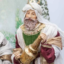 Burgundy Beige Green Nativity Set Noelle Collection (Set Of 6) - 106Cm