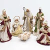 Burgundy Beige Green Nativity Set Noelle Collection (Set Of 6) - 81Cm