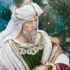 Burgundy Beige Green Nativity Set Noelle Collection (Set Of 6) - 81Cm