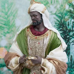 Burgundy Beige Green Nativity Set Noelle Collection (Set Of 6) - 81Cm