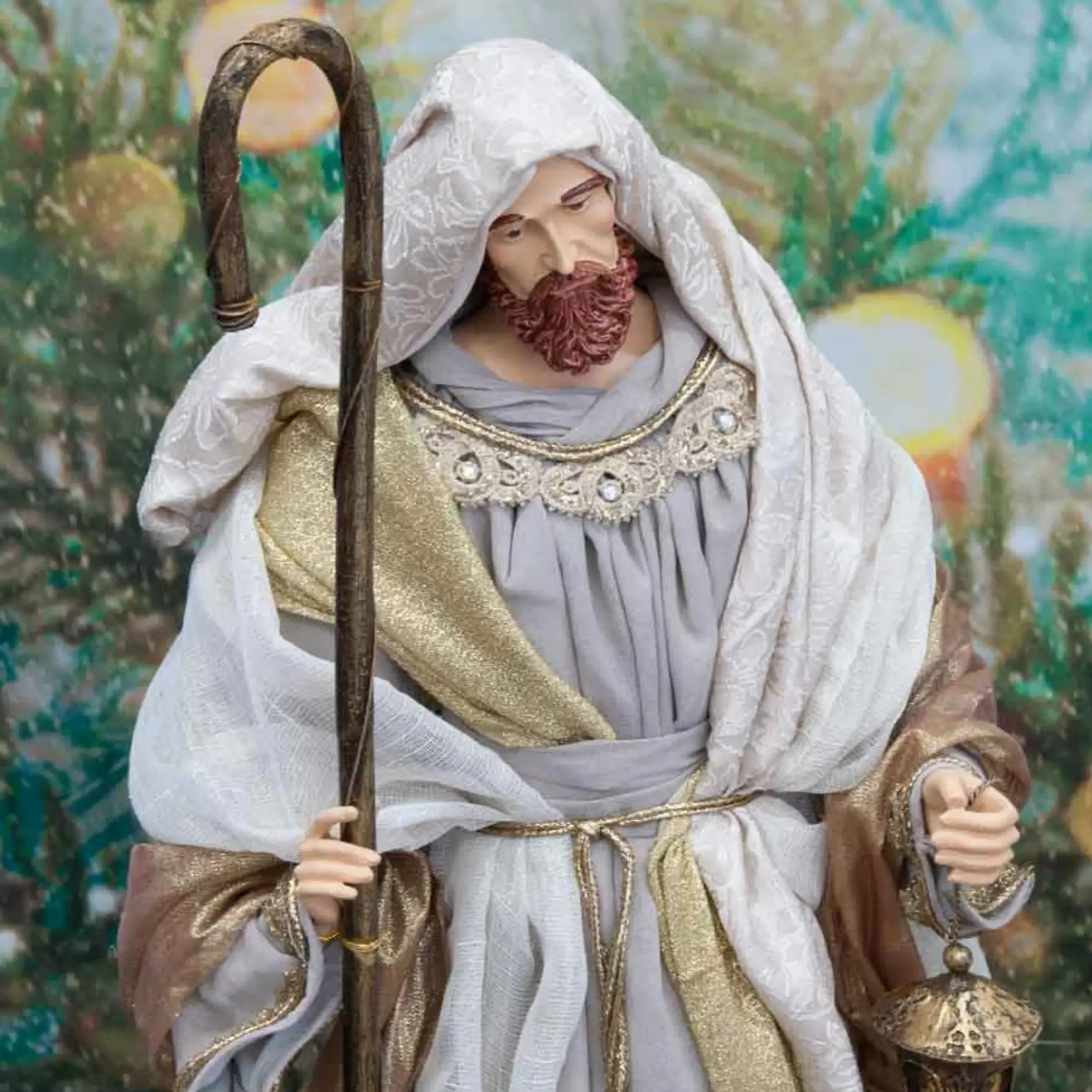 Burgundy Beige Green Nativity Set Noelle Collection (Set Of 6) - 81Cm