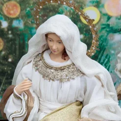 Burgundy Beige Green Nativity Set Noelle Collection (Set Of 6) - 81Cm