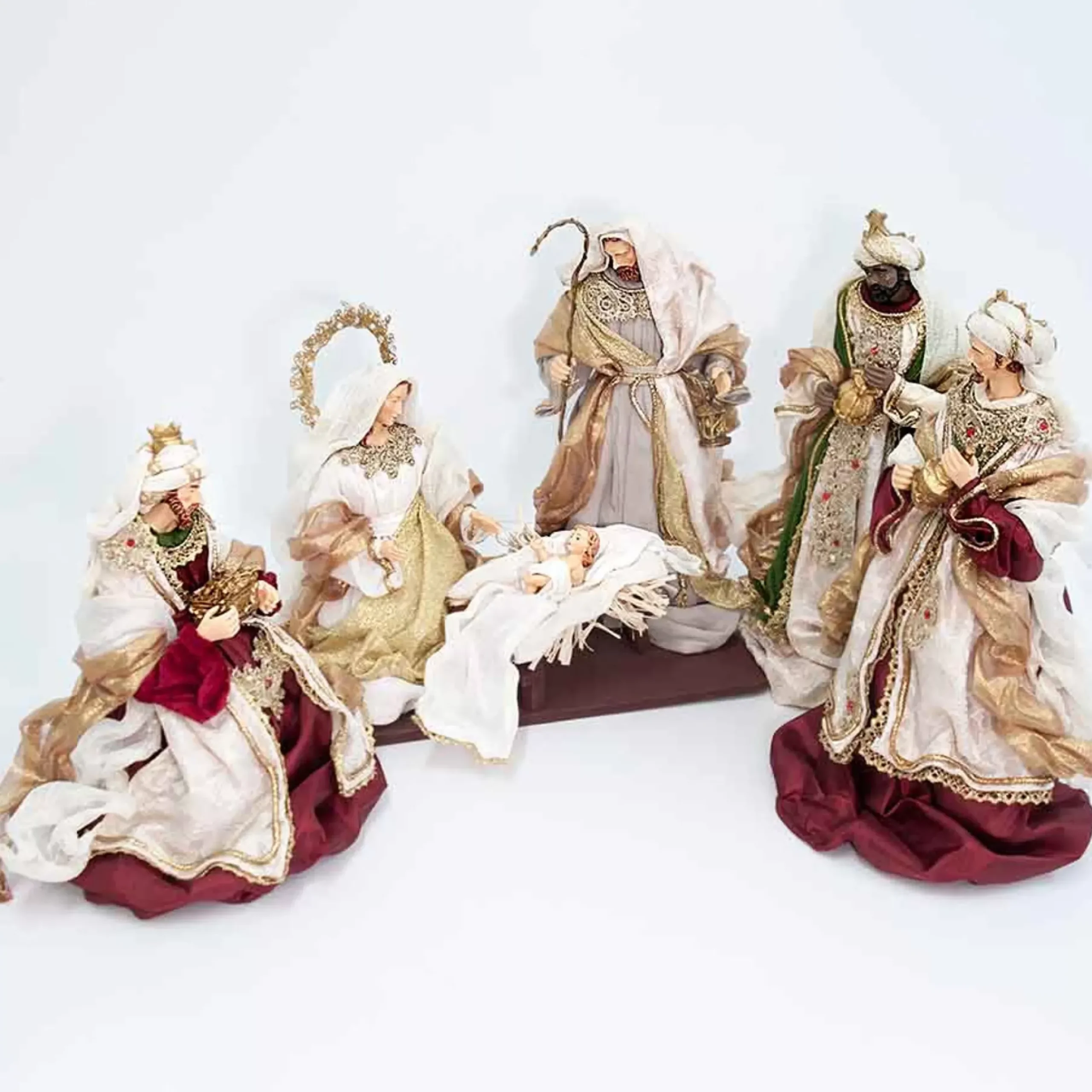 Burgundy Gold Nativity Set (Holy Family On Base) - 35Cm