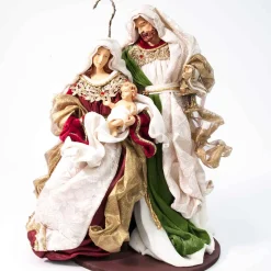 Burgundy Green Standing Holy Family On Base - 35Cm