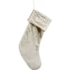 Champagne Velvet Diamonte Stocking - 45Cm