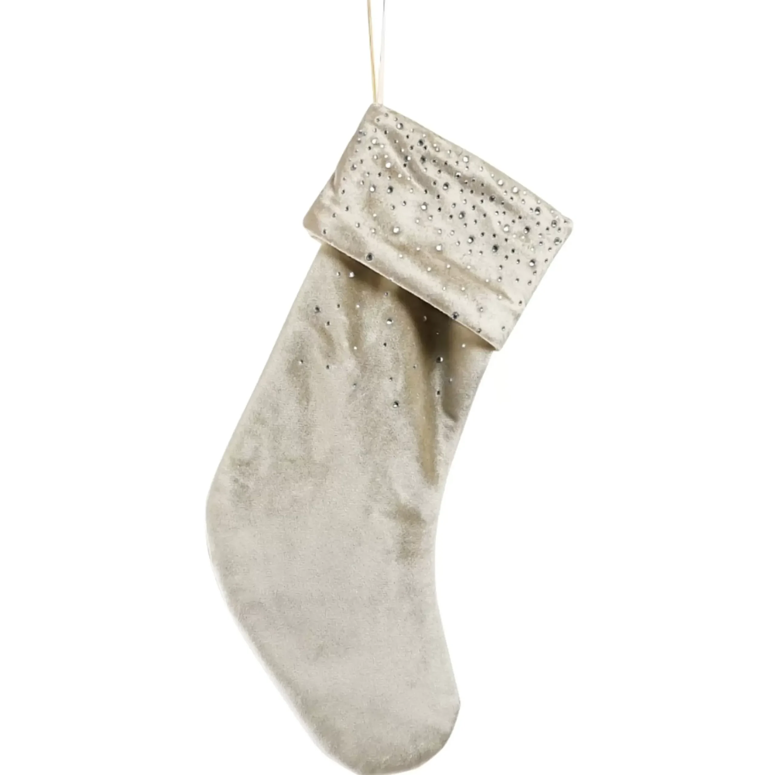 Champagne Velvet Diamonte Stocking - 45Cm