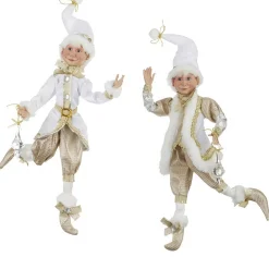Champagne White Gold Posable Elf (2 Styles) - 40Cm