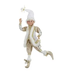 Champagne White Gold Posable Elf (2 Styles) - 40Cm