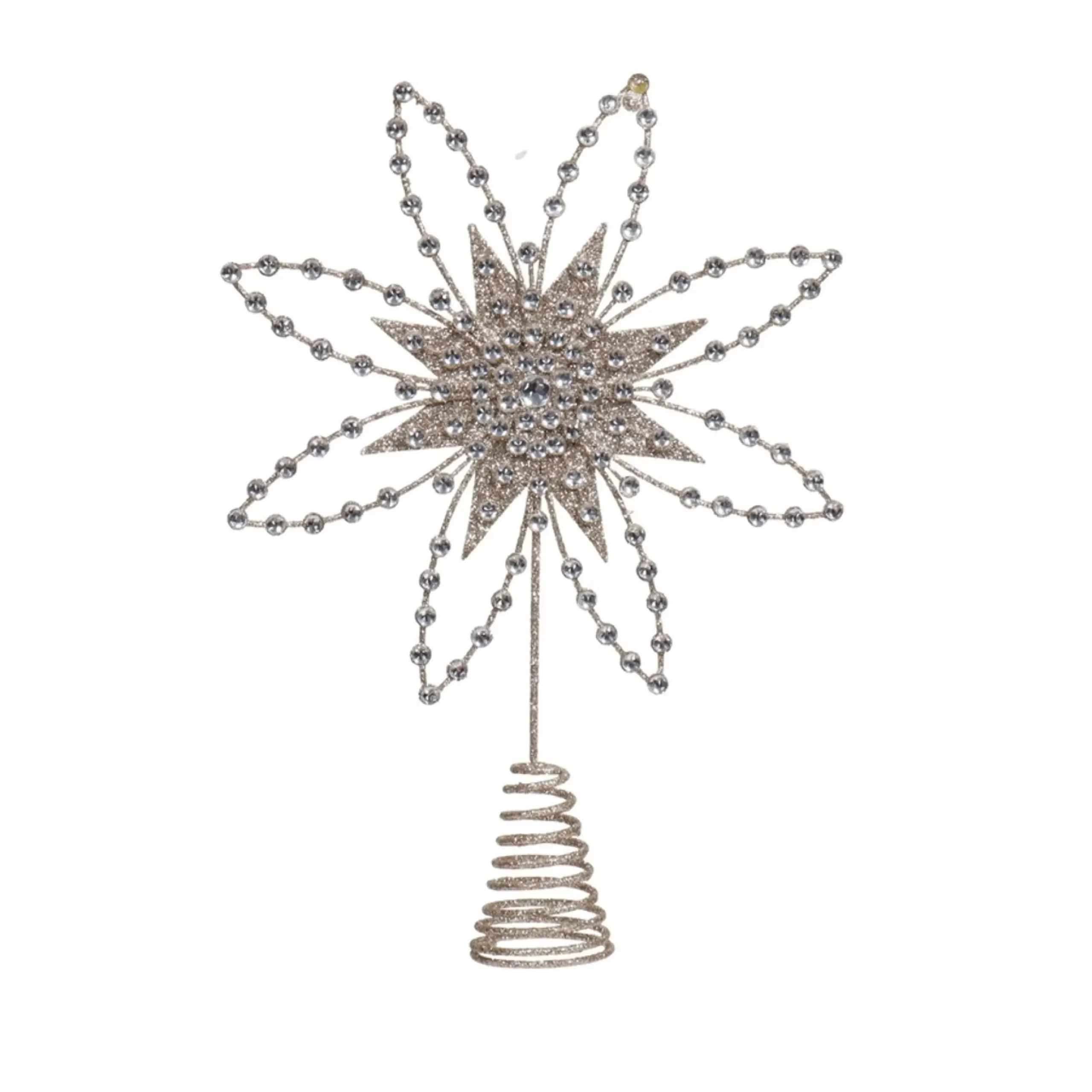 Champagne Wire Jewel Flowerburst Tree Topper - 27Cm