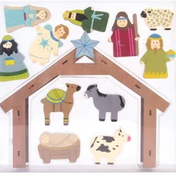 Childrens Wooden Nativity Scene - 12Pc