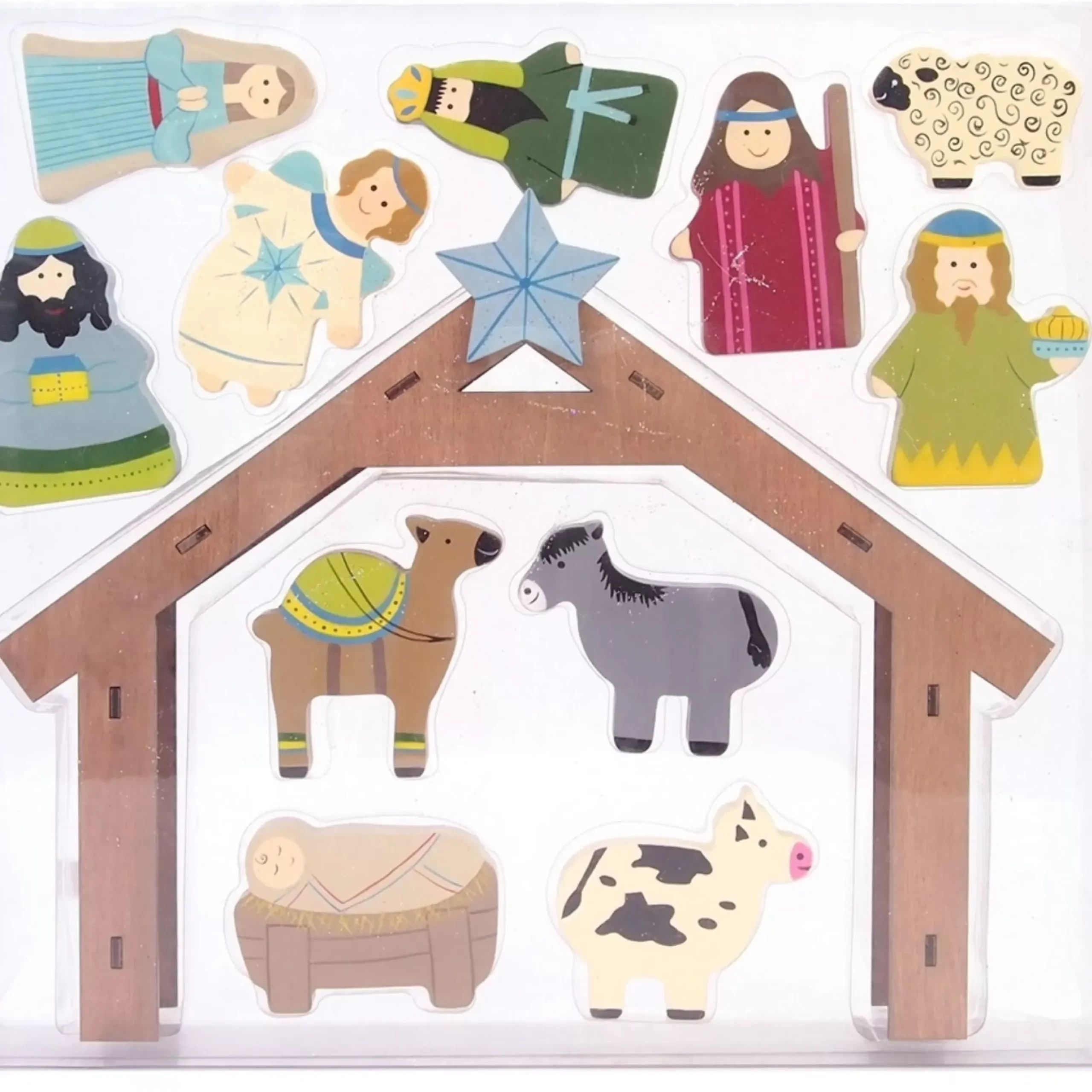 Childrens Wooden Nativity Scene - 12Pc