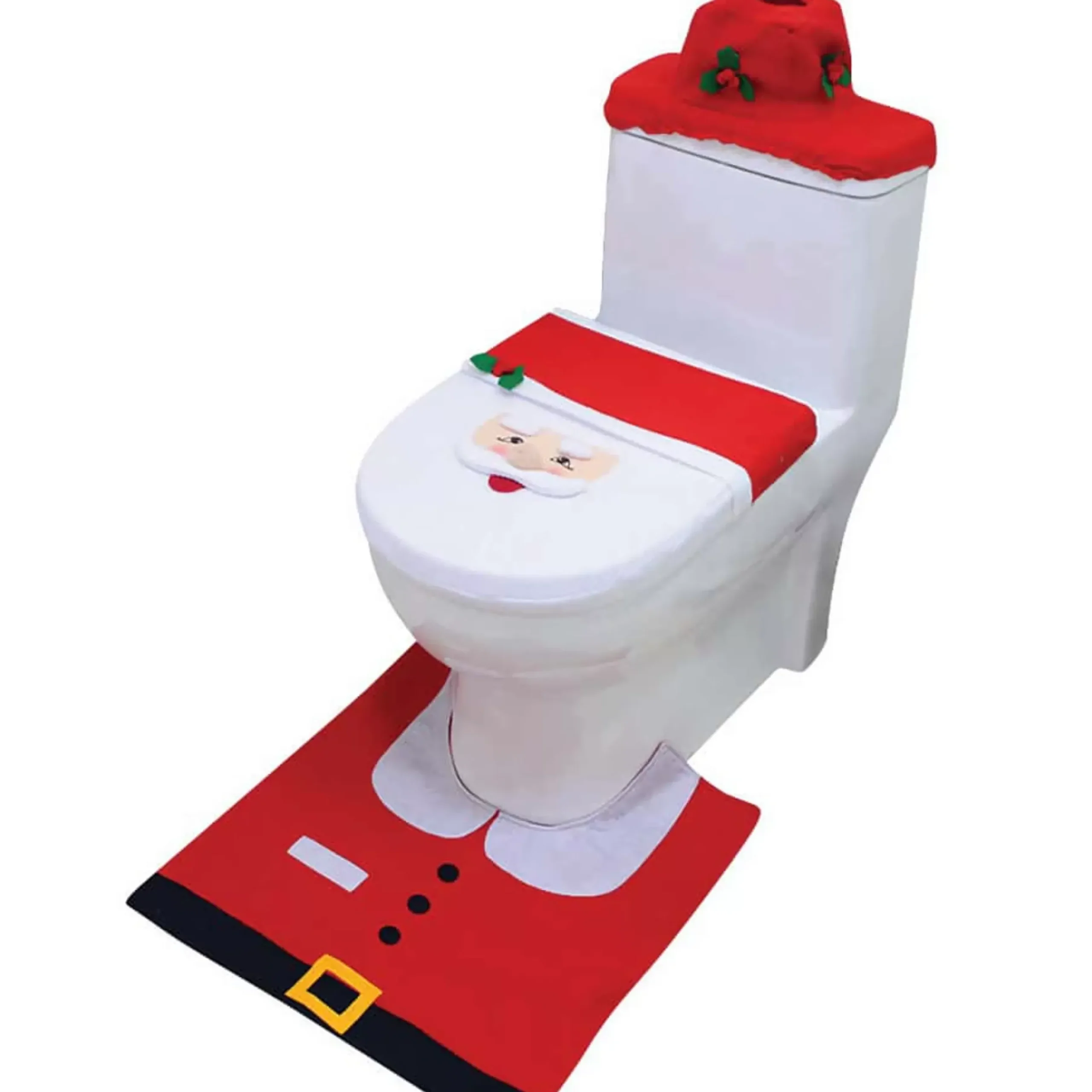 Christmas Bathroom Toilet Seat Cover, Mat And Top (Set Of 3)