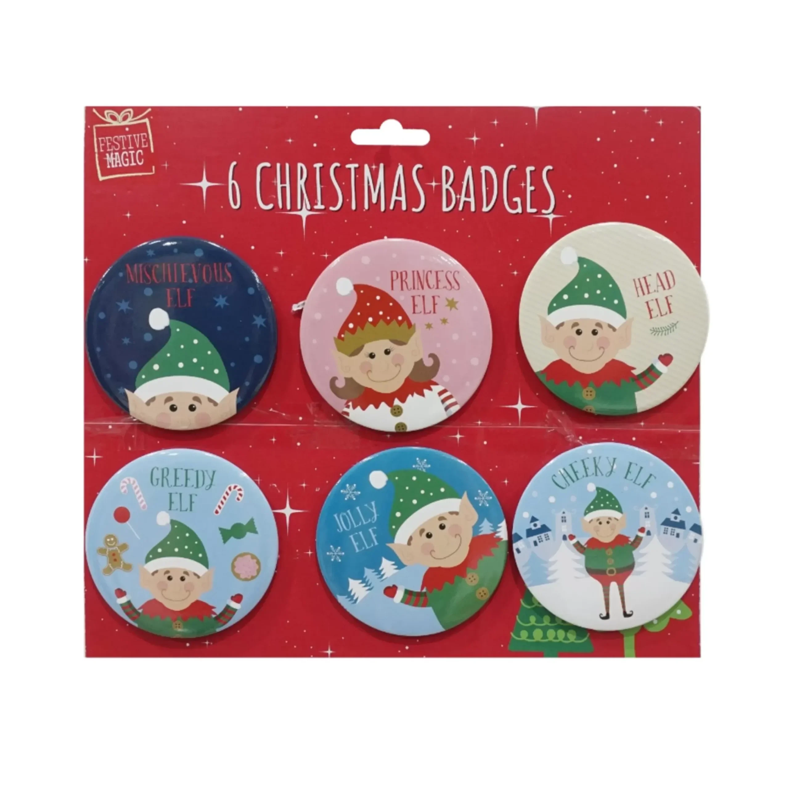 Christmas Elf Badges (Pack Of 6)