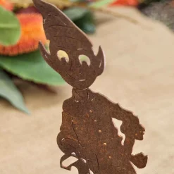 Christmas Elf Boy With Candy Cane On Stand Garden Art - 30Cm