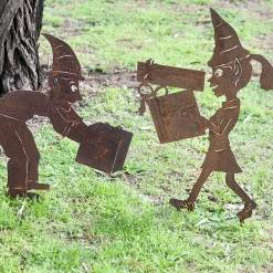 Christmas Elf Boy With Gift Garden Art Stake - 70Cm