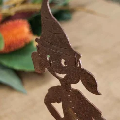 Christmas Elf Girl Garden Art On Stand - 27Cm