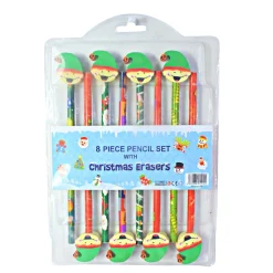 Christmas Elf Pencils With Erasers (Pack Of 8)