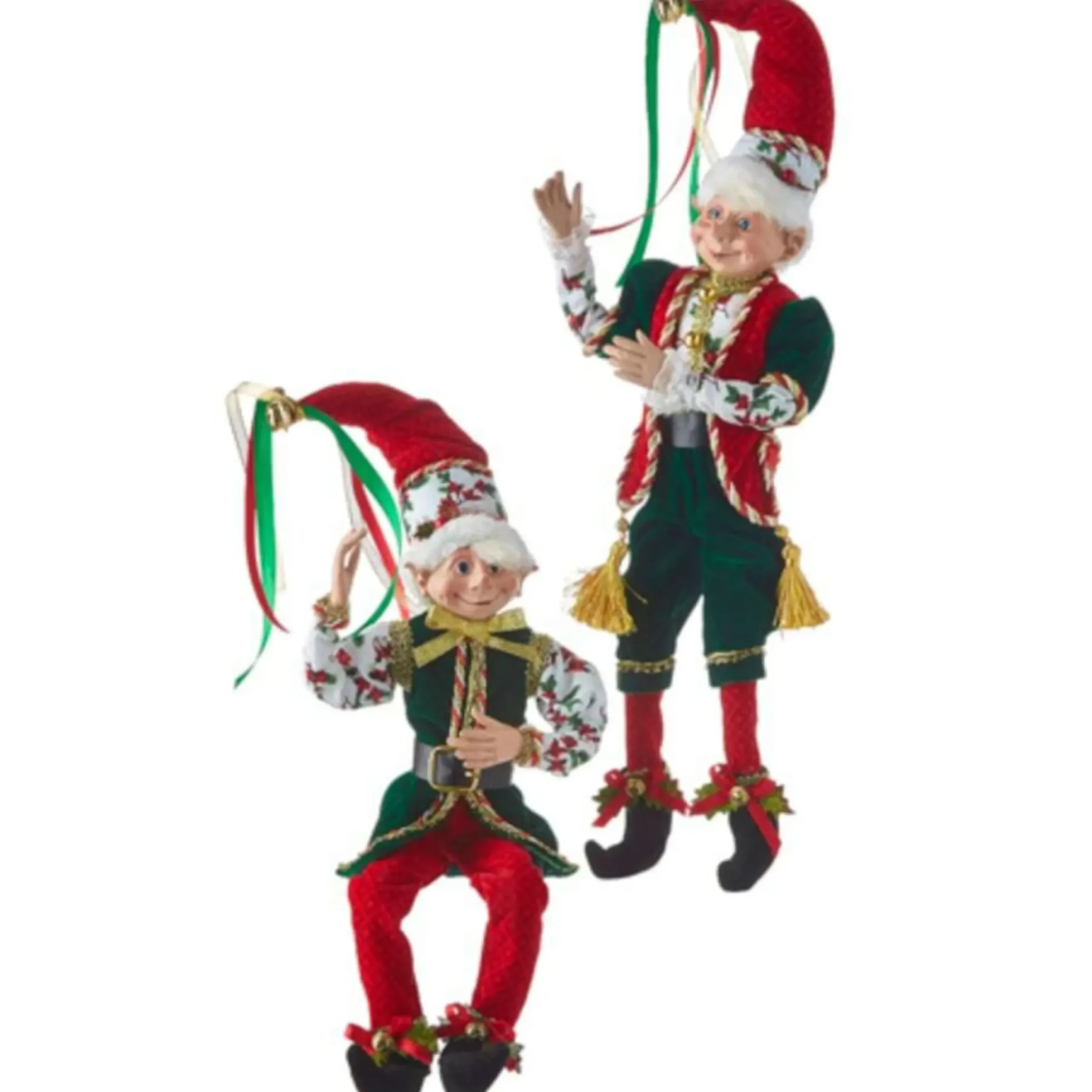 Christmas Holly Red And Green Posable Elf (2 Styles) - 41Cm