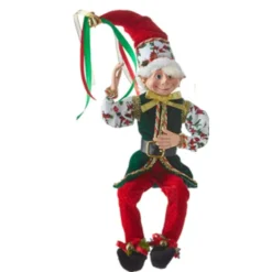 Christmas Holly Red And Green Posable Elf (2 Styles) - 41Cm