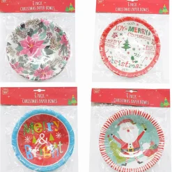 Christmas Paper Dessert Bowls (4 Designs) - 6Pk
