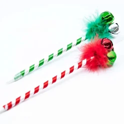 Christmas Pen Jingle Bell Tinsel Pompoms - 24Cm