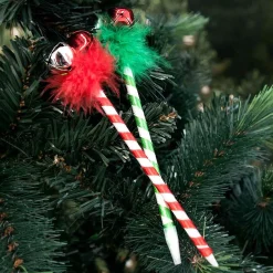 Christmas Pen Jingle Bell Tinsel Pompoms - 24Cm