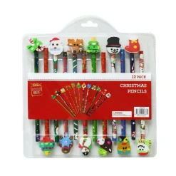 Christmas Pencils With Erasers (Pack Of 12)