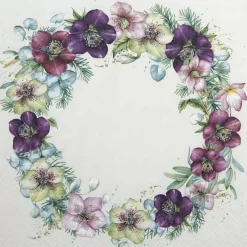 Christmas Rose White Luncheon Napkins (Pack Of 20) - 33Cm