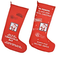 Christmas Stocking With Santa Postage Stamp - 100Cm
