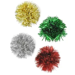 Christmas Tinsel Pom Pom Hair Scrunchie