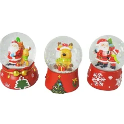 Christmas Waterball On Red Base (3 Styles) - 6.5Cm