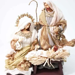 Copper Gold Martin Holy Family On Base - 35Cm